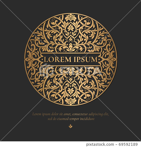 Decorative golden frame with vector ornament. Decorative golden frame with vector ornament. 69592189