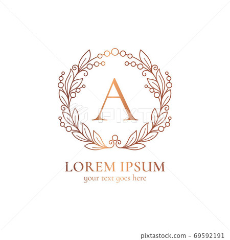 Golden wreath with decorative vector leaves. Golden wreath with decorative vector leaves. 69592191
