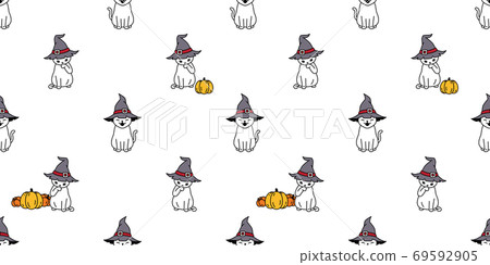 Funny Doodle Cat Icons Seamless Pattern Stock Vector (Royalty Free