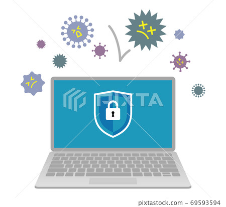 受安全保護的計算機的插圖圖像 69593594