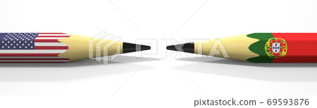 Flags of the USA and Portugal on the pencils, 3d rendering 69593876