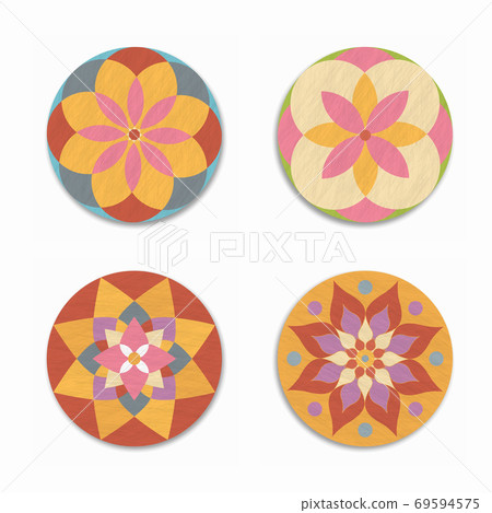 Download Indian Mandala Lotus Flower Icon Set Isolated Stock Illustration 69594575 Pixta