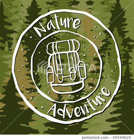 Nature adventure label for eco tourism travel 69594629