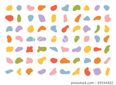 Various blotch. Random color blobs, round abstract organic shapes. Pebble, drops and stone silhouettes. Inkblot 90s texture vector set 69594882
