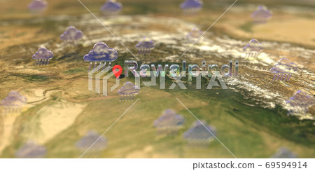 Rawalpindi city and rainy weather icon on the map, weather forecast related 3D rendering Rawalpindi city and rainy weather icon on the map, weather forecast related 3D rendering 69594914