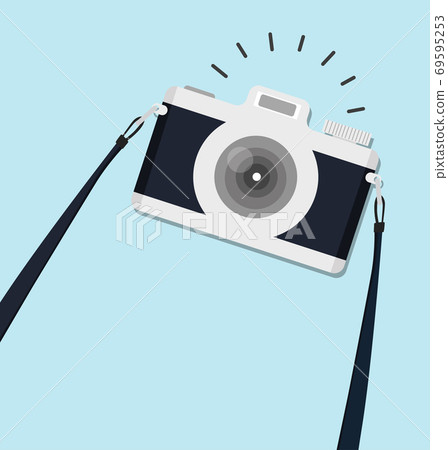 camera with strap in flat style background 69595253