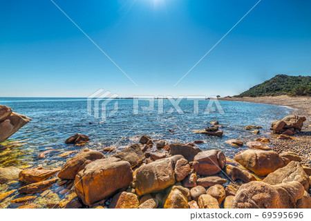 Rocks and sea in Su Sirboni beach Rocks and sea in Su Sirboni beach 69595696