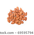 almond seeds on white background,top view 69595794