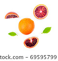 Blood orange on white background,top view 69595799