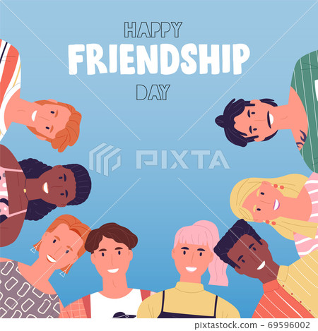 Friendship day card of happy friends together 69596002