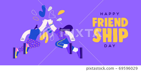 Friendship day woman and man fist bump banner 69596029