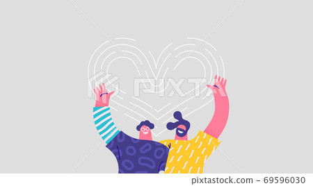 Two man friends hug together love concept isolated 69596030