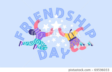Friendship day card of girl friends high five Friendship day card of girl friends high five 69596033