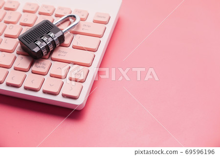 internet safety concept with padlocked on computer keyboard internet safety concept with padlocked on computer keyboard 69596196