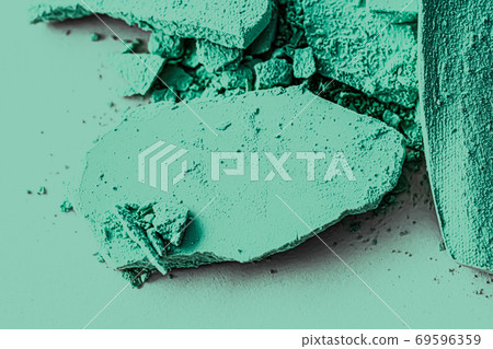 Mint eye shadow powder as makeup palette closeup, crushed cosmetics and beauty texture 69596359