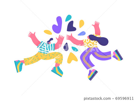 Man and woman high five together isolated 69596911