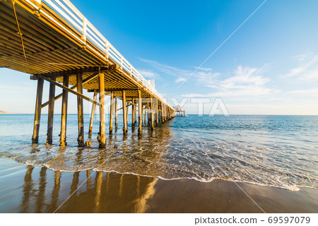 Malibu pier at sunset 69597079
