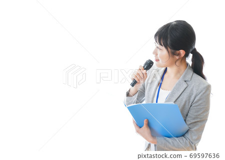 Young business person giving a presentation Young business person giving a presentation 69597636