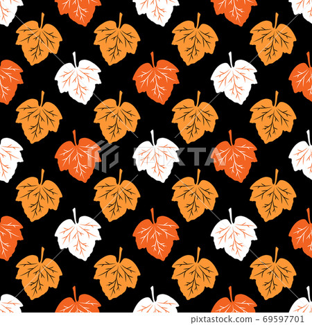 Seamless pattern of colorful leaves on a black... - Stock Illustration ...