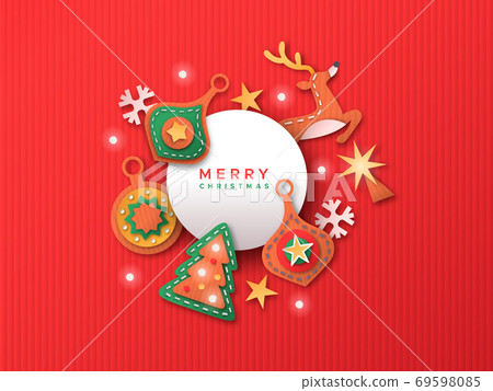 Merry Christmas papercut decoration greeting card Merry Christmas papercut decoration greeting card 69598085
