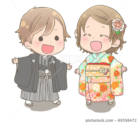 Haori hakama boy and furisode girl 69598472