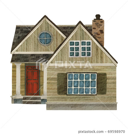 Watercolor portrait of a cozy house or cottage Watercolor portrait of a cozy house or cottage 69598970