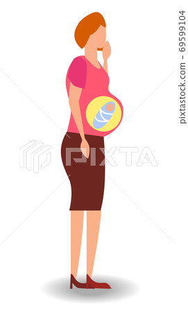 Pregnant woman dreaming of her baby. A woman dreams of a child. 69599104