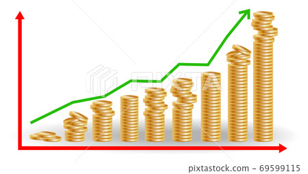financial growth concept with stacks of golden coins. 69599115