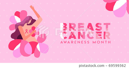 Breast Cancer awareness woman self exam banner 69599362