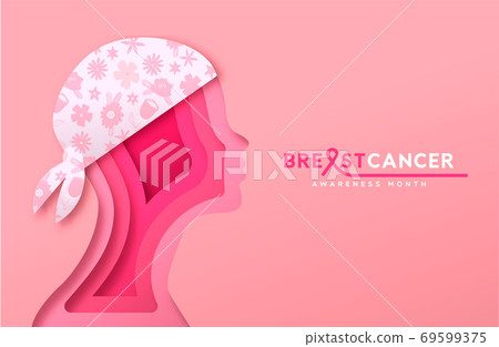 Breast Cancer month papercut pink woman head card Breast Cancer month papercut pink woman head card 69599375
