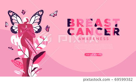 Breast cancer month pink butterfly web template Breast cancer month pink butterfly web template 69599382