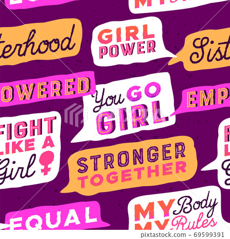 Feminist power quote seamless pattern Feminist power quote seamless pattern 69599391