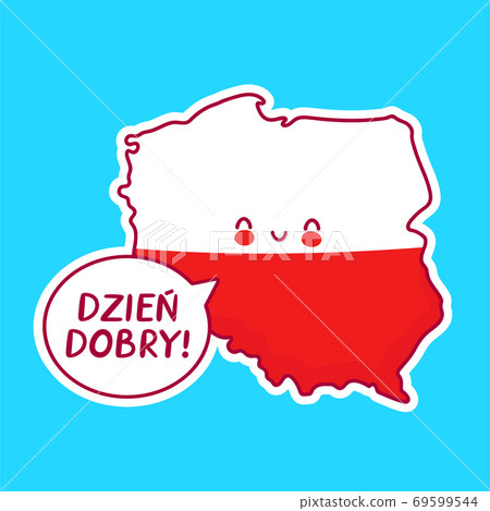 Cute happy funny Poland map and flag character Cute happy funny Poland map and flag character 69599544