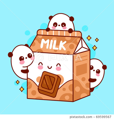 Cute happy funny flavored chocolate milk - Stock Illustration [69599567] -  PIXTA