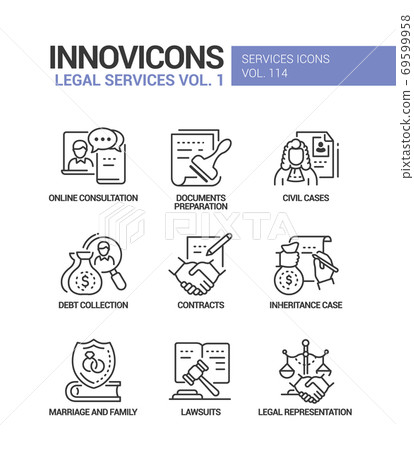 Legal services - line design style icons set 69599958