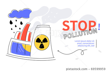 Stop pollution - colorful flat design style web banner 69599959