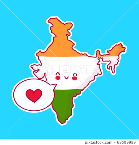Cute happy and sad funny India map Cute happy and sad funny India map 69599989