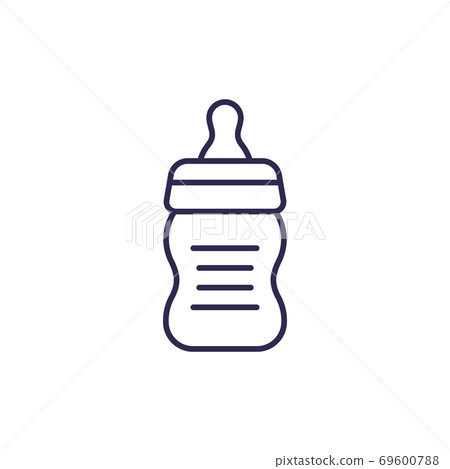 Baby bottle line icon on white - Stock Illustration [69600788] - PIXTA