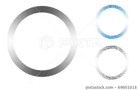 Halftone round as icon or background. Black abstract vector circle frame with dots as logo or emblem. 69601018