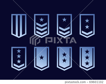 Military ranks, army epaulettes vector set Military ranks, army epaulettes vector set 69601102