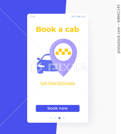 Book a cab app interface, vector ui 69601145