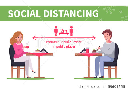 Social Distancing Cartoon Infographics Stock Illustration 69601566 Pixta