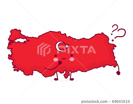 Cute happy funny Turkey map and flag character Cute happy funny Turkey map and flag character 69601610