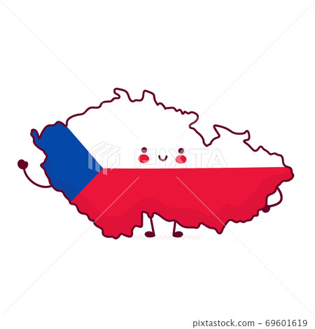 Cute happy funny Czech Republic map and flag Cute happy funny Czech Republic map and flag 69601619