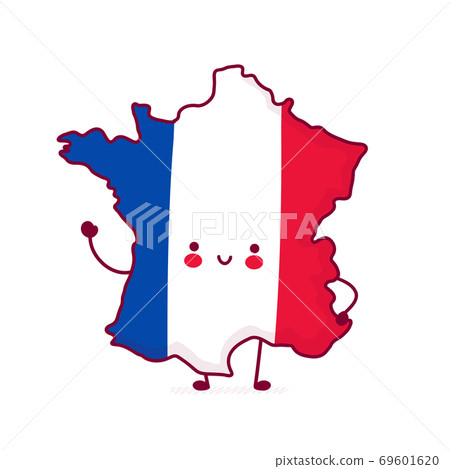 Cute happy funny France map and flag character Cute happy funny France map and flag character 69601620