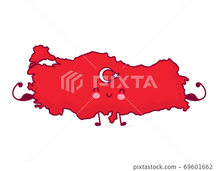 Cute happy strong funny Turkey map and flag  69601662