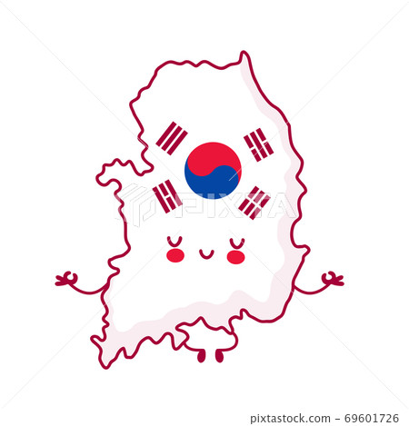 Cute happy South Korea map and flag character Cute happy South Korea map and flag character 69601726