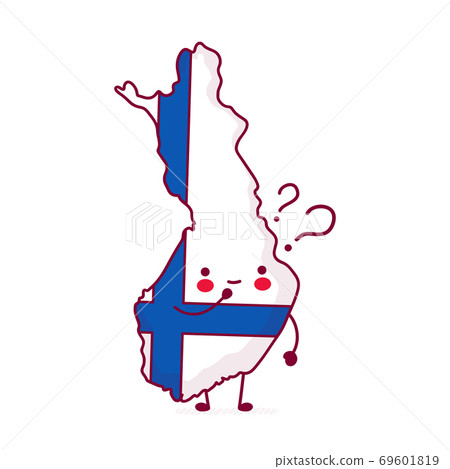 Cute happy funny Finland map and flag 69601819