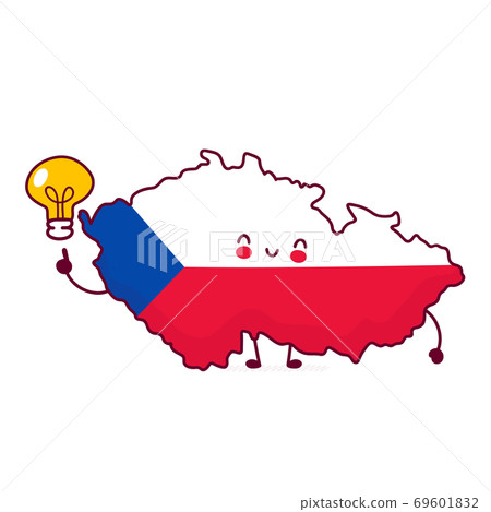 Cute happy funny Czech Republic map and flag Cute happy funny Czech Republic map and flag 69601832
