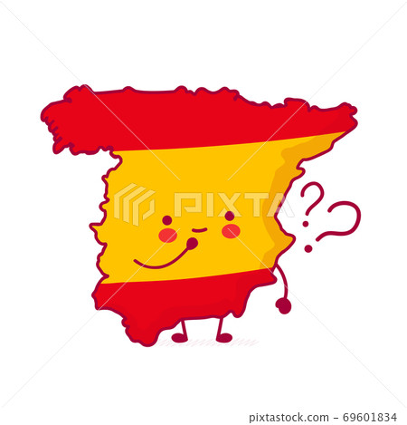Cute happy funny Spain map and flag character 69601834